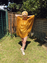 Load image into Gallery viewer, TINSEL Mini-Dress / Tee- Gold shimmer kaftan Dress
