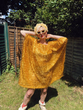 Load image into Gallery viewer, TINSEL Mini-Dress / Tee- Gold shimmer kaftan Dress
