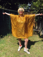 Load image into Gallery viewer, TINSEL Mini-Dress / Tee- Gold shimmer kaftan Dress
