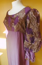 Load image into Gallery viewer, LONG PURPLE DRESS WITH GOLD DETAILING
