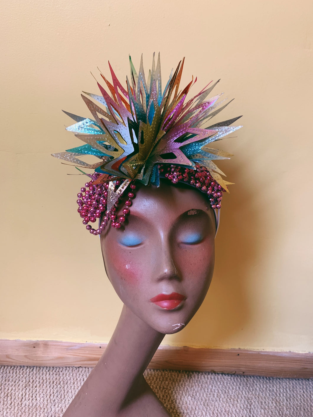 Spikey foil metallic pink and silver headpiece