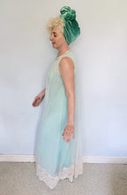 Load image into Gallery viewer, *RESERVED FOR SHARON* Vintage Nylon Jumpsuit - Baby Blue with Lace overdress
