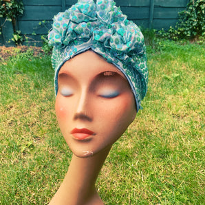 Mermaid Sequin Turban - holographic blue/green