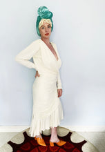 Load image into Gallery viewer, Designer Tadashi Cream Ruffle Diamonte Evening Dress
