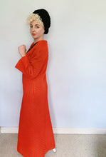 Load image into Gallery viewer, *RESERVED* Quilted red/orange housecoat / dress with embroidery detail
