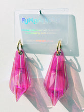 Load image into Gallery viewer, Plastic Vinyl PVC Translucent iridescent pink Origami Earring Hoops
