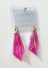 Load image into Gallery viewer, Plastic Vinyl PVC Translucent iridescent pink Origami Earring Hoops
