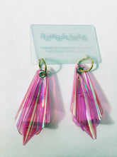 Load image into Gallery viewer, Plastic Vinyl PVC Translucent iridescent pink Origami Earring Hoops
