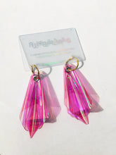 Load image into Gallery viewer, Plastic Vinyl PVC Translucent iridescent pink Origami Earring Hoops
