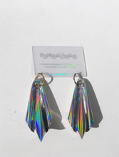 Load image into Gallery viewer, Plastic Vinyl PVC Holographic Silver Origami Earring Hoops
