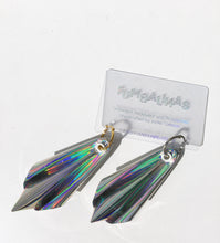 Load image into Gallery viewer, Plastic Vinyl PVC Holographic Silver Origami Earring Hoops
