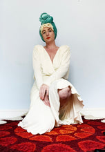 Load image into Gallery viewer, Designer Tadashi Cream Ruffle Diamonte Evening Dress
