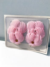 Load image into Gallery viewer, Deadstock 50s Vintage Plastic Pink Feather Rhinestone Clip on Earrings
