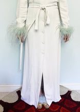 Load image into Gallery viewer, Vintage Off White House Coat / Dress with marabou Trim
