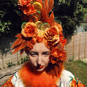Orange Fruits and Flowers Headpiece