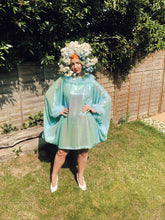 Load image into Gallery viewer, Holographic Blue and Green Mermaid sequin Marabou Mini-Dress
