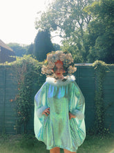 Load image into Gallery viewer, Holographic Blue and Green Mermaid sequin Marabou Mini-Dress
