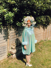 Load image into Gallery viewer, Holographic Blue and Green Mermaid sequin Marabou Mini-Dress
