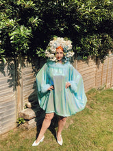 Load image into Gallery viewer, Holographic Blue and Green Mermaid sequin Marabou Mini-Dress
