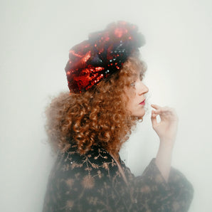 Style 3: Red / Black sequin Party Turban