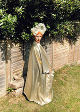 Load image into Gallery viewer, Metallic Gold Kaftan Dress with Mirror Trim
