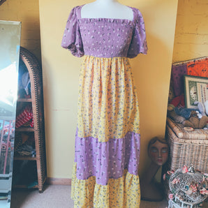 Floral gypsy / prairie Summer maiden Maxi dress with puff sleeves