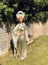 Load image into Gallery viewer, Metallic Gold Kaftan Dress with Mirror Trim
