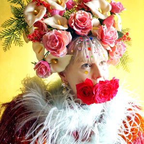 Giant Roses and Lilies Headdress / flower headpiece