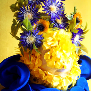 Vintage Flower blue and yellow floral crown