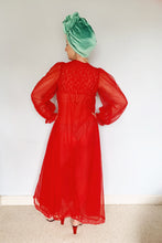 Load image into Gallery viewer, Richards Shops - Red Sheer Nylon Frill Dress / bed jacket

