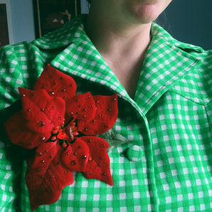 Red Jewelled Poinsettia Brooch *Order before 18th for Christmas post*