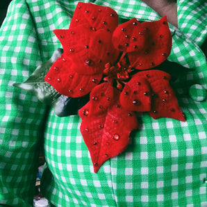Red Jewelled Poinsettia Brooch *Order before 18th for Christmas post*