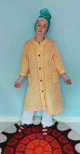 Load image into Gallery viewer, Shiny Yellow quilted 60s Housecoat - Size Medium
