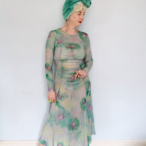 Zap Lolly Tie-dye ruched mesh sheer Dress