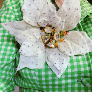White jewelled Poinsettia Brooch *Order before 18th for Christmas post*