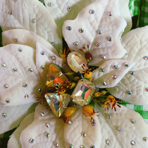 White jewelled Poinsettia Brooch *Order before 18th for Christmas post*