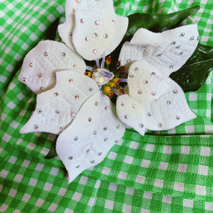 White Jewelled Poinsettia Hair Clip *Order before 18th for Christmas post*