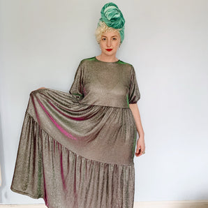 Holographic iridescent Glitter Silver Purple Green Dress