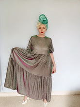 Load image into Gallery viewer, Holographic iridescent Glitter Silver Purple Green Dress
