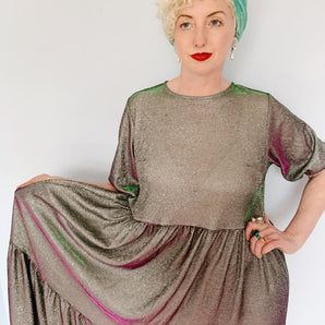 Holographic iridescent Glitter Silver Purple Green Dress
