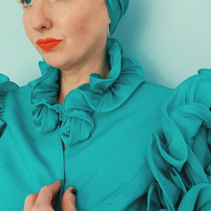 Green 80s Ruffle Bolero Jacket Size 12