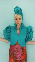 Load image into Gallery viewer, Green 80s Ruffle Bolero Jacket Size 12
