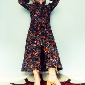 Vintage 60S psychedelic print Housecoat - Size 8-10