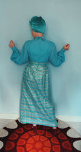 Load image into Gallery viewer, Richards Shops Blue Vintage Brocade Maxi Dress Size 10
