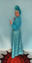 Load image into Gallery viewer, Richards Shops Blue Vintage Brocade Maxi Dress Size 10

