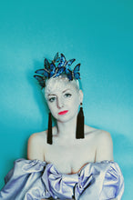 Load image into Gallery viewer, Metallic blue butterfly / butterflies headband / alice band / satin crown
