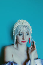 Load image into Gallery viewer, Pearl SkullCap, Hat, Headdress, Wig, Cher,
