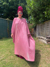 Load image into Gallery viewer, SUPER glittery Sparkle lurex Candy pink Kaftan Dress

