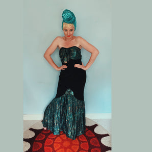 Velvet and metallic lame cocktail party Dress Size 10