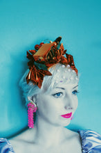 Load image into Gallery viewer, Metallic Orange Whiskey Glasses Origami Crown / Headdress / Christmas / NYE
